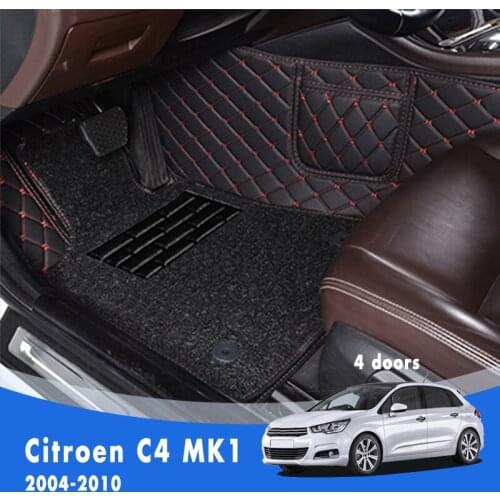 For Citroen C4 MK1 (4 doors) 2010 2009 2008 2007 2006 2005 2004 Luxury Double Layer Wire Loop Car Floor Mats Carpets Auto Pads