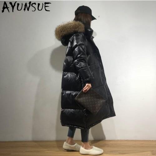 AYUNSUE Real Raccoon Fur Hooded Down Jacket Winter Coat Women Clothes 2020 Korean Long Coat Female Warm Parka Manteau Femme 9780
