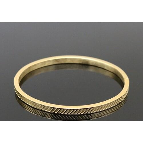 New Carved Rectangle Stainless Steel Round Bangles & Bracelets 3 Colors Trendy Women Charm Bracelet For Women Love Wedding Gift