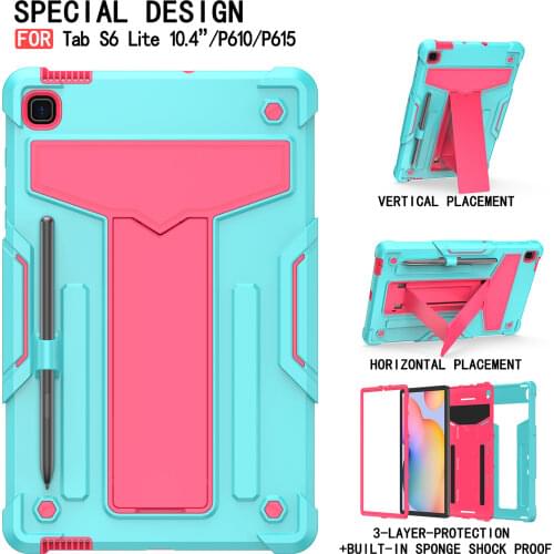 For Samsung Galaxy Tab S6 Lite Case 10.4" 2020 Stand Cover with Pencil Holder Shock Proof EVA full body Case for SM-P610 P615