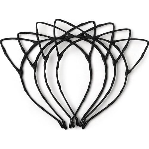 4pcs/lot Black Hairbands Charm Cat Ears DIY Metal Hairband Girls' Hair Hoop Hollow Out Headbands