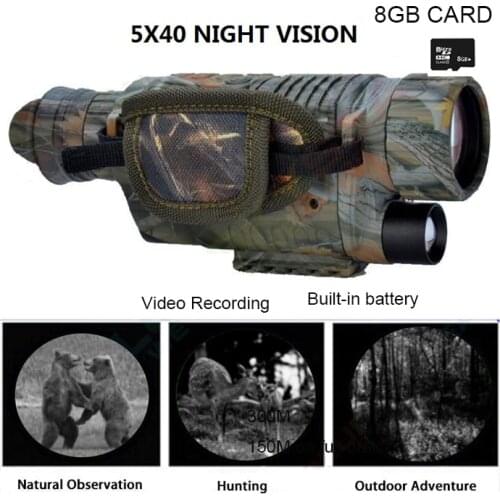 P15S Digital Night Vision DVR Camera with 8GB card Ultra Low-Light IR Night Vision Monocular Built-in battery chargeable