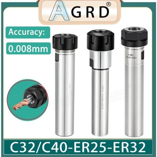 C32 C40 ER25 ER32 100L 150L 200L CNC elongated tool holder precision chuck extension rod of engraving machine lathe milling tool