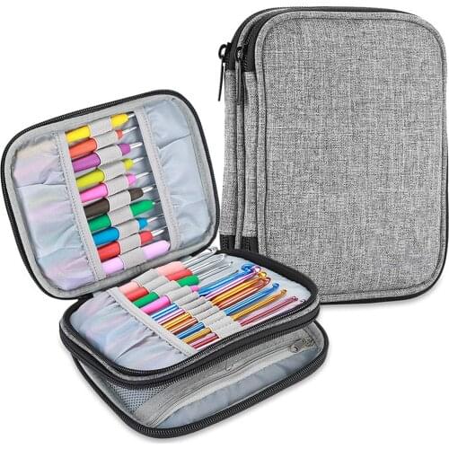 Home Crochet Hooks Needles Case Yarn Tools Knitting Zipper Organizer Bag