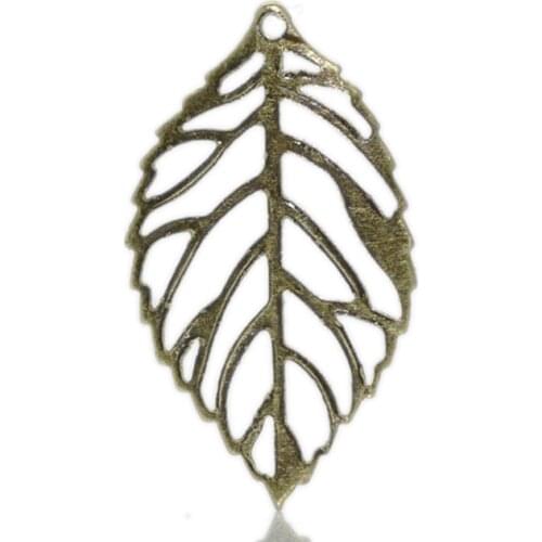 Doreen Box Lovely Charm Pendants Leaf Antique Bronze Hollow 24x13mm,200PCs (B22670)