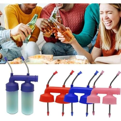 1pcs Double Beer Snorkel Funnel Drinking Straw Entertainment Kitchen Party Bar Brewing Equipment Tools Beer Dispenser 2021