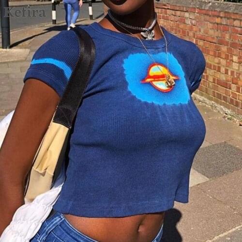 Kefira Summer Sweet O Neck Y2K Print T Shirts Women Short Sleeve Basic Fairy Grunge Tee Aesthetic Cute Graphic Harajuku T Shirts