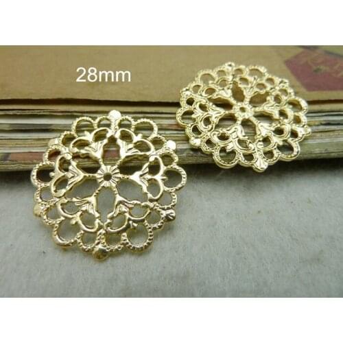 Hot - 80 pcs Gold-color Filigree Flower Wraps Connectors 28mm Free Shipping