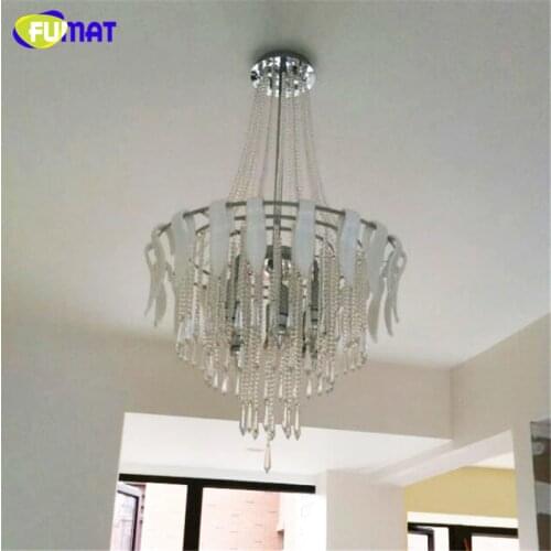 FUMAT K9 Crystal Chandelier Modern Fashion White Glass K9 Crystal Chandelier Living Room Dining Room Lights LED Chandeliers