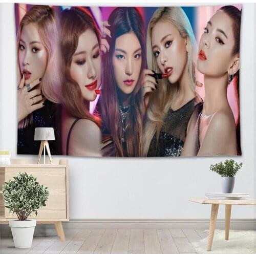 Kpop Girl ITZY Tapestry Wall Hanging Decor Wall Cloth Tapestries Home Decoration Accessories Psychedelic Carpet Decorative 0512