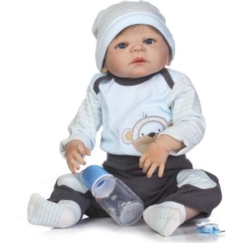 Full body silicone reborn dolls boys baby doll born waterproof bebe lifelike soft vinyl 56cm 22inch girls toys for children gift