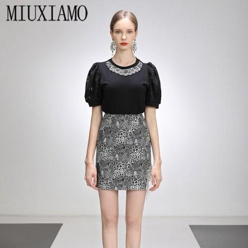 MIUXIMAO Summer Women Skirt 2021High Waist Stitching Jacquard Leopard Skirts Women Cute Sweet Girls Dance Mini Skirt vestidos
