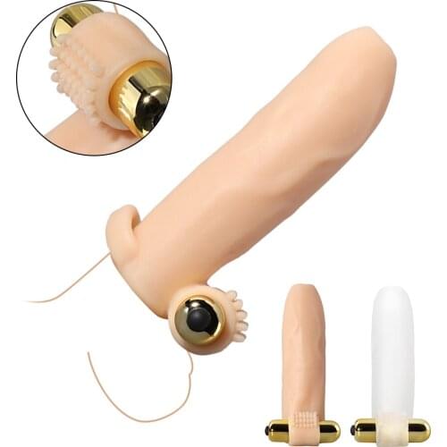 Reusable Cock Penis Sleeve Delay Ejaculation Cock Sleeves For Male Penis Enlargement Extender With Bullet Vibrator Adult Sex Toy