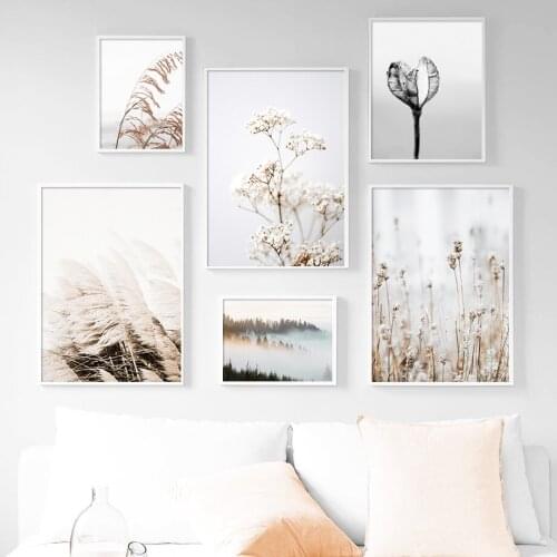 Forest Beige Grass Reed Wheat Flower Wall Art Canvas Painting Nordic Posters And Prints Wall Pictures For Living Room Decor