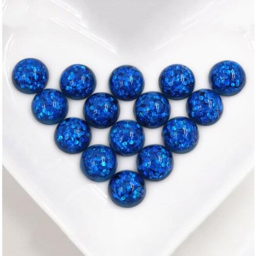 New Fashion 40pcs 8mm 10mm 12mm Blue Color Flat Back Resin Cabochons Cameo