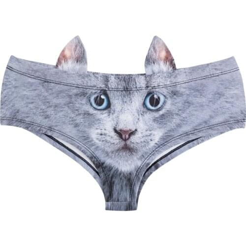 2017 New fashion 3D Printed British Kittty Cat Culotte Femme Sexy Underwear Women Calcinha Feminina With Ears