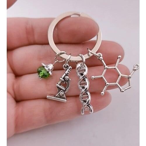 NEW Science Jewelry Microscopes DNA Doctor Pendants Neuron Key Chains Anatomy Neurology Biology Key Ring Gift