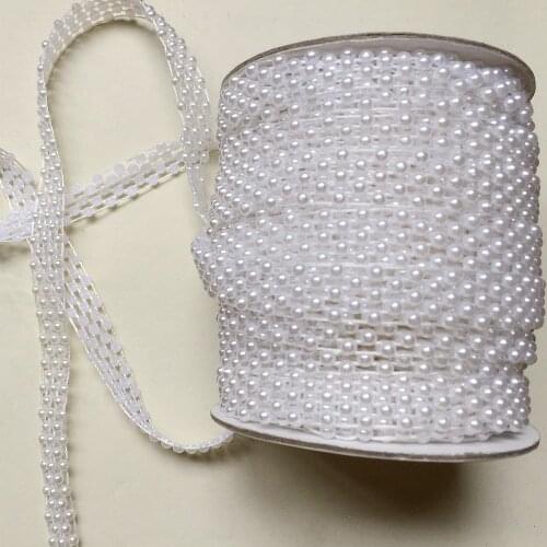 1 Meter Craft ABS White Half Round Shape Flatback Imitation Pearl Beads Chain For DIY Decoration