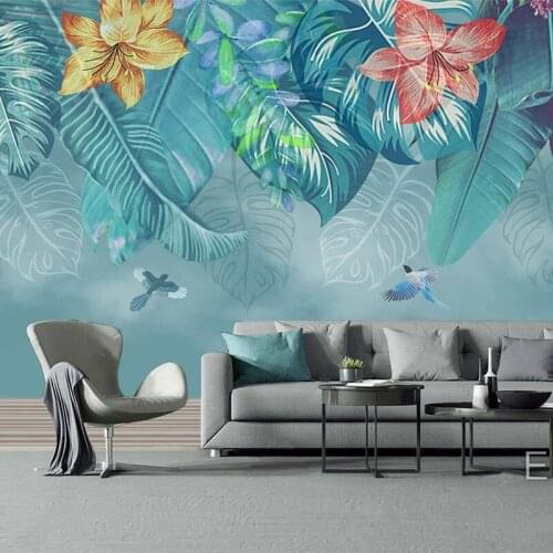 Custom Photo Wallpaper Hand Painted Plants Leaves Flowers Living Room Sofa Restaurant Bedroom Background Papier Peint Mural 3D