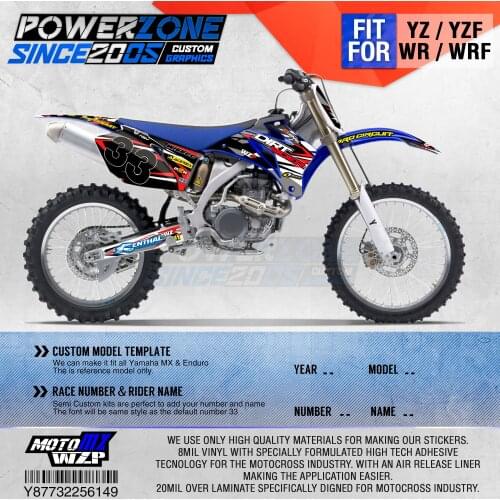PowerZone Customized Team Graphics Backgrounds Decals 3M Custom Stickers For YAMAHA YZF250 450 06-09 WR250F/450F 07-13 07-11 149