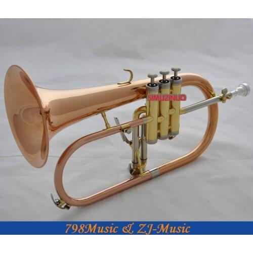 Professional Rose Brass Flugelhorn Cupronickel tuning Bb Flugel horn With Case