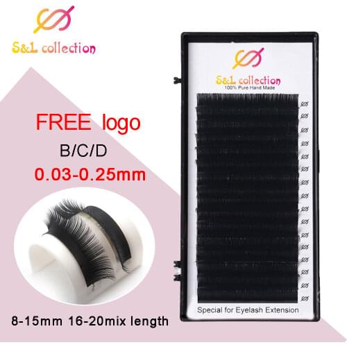 12rows/case 0.03 thickness high-quality faux mink eyelash extensions individual eyelashes false eyelashes soft and natural