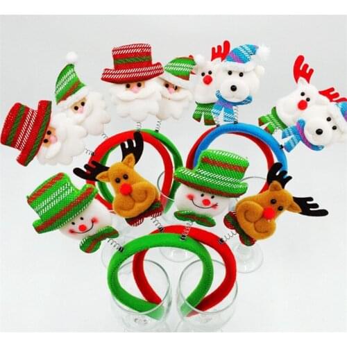 Cartoon Santa Snowman Moose Reindeer Christmas Feathers Headband Party Decor Adlut Hair Band Clasp Children Kids Head Hoop