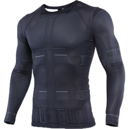 S-4XL 3D Printed T shirts Men Compression Shirt Black Long Sleeve Tops For Male Clothing