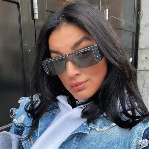 Luxury Design Fabric Frame Sunglasses Women Flat Top Rectangle Shades For Women 90s Vintage Rimless Square Sunglasses Men UV400