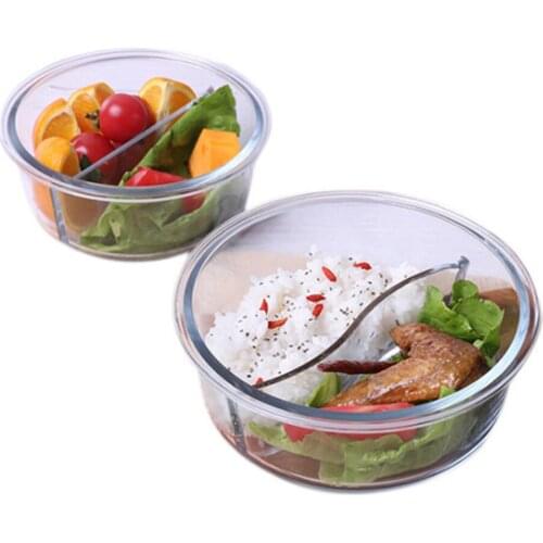 Microwave Heating Glass Fresh Box Refrigerator Sealed Box Student Compartment Lunch Fruit Bento Box