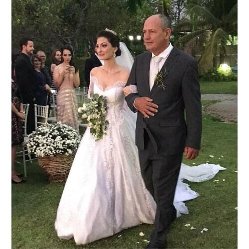 Saudi Arabic Illusion Long Sleeve Wedding Dresses 2020 Lace Appliques Vintage Wedding Gowns Backless Bride Dress abito da sposa