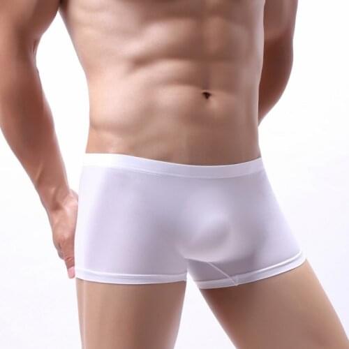 Sexy Gay Underwear Men Boxers Shorts Solid Slim Pantis Man Thin Breathable Low Waist U Convex Pouch Underpants Cueca calzoncillo