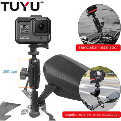 TUYU Motorcycle Mirror Mount Irregular rearview mirror Handlebar installation for Insta360 ONE X2 R Gopro Camera Accessories