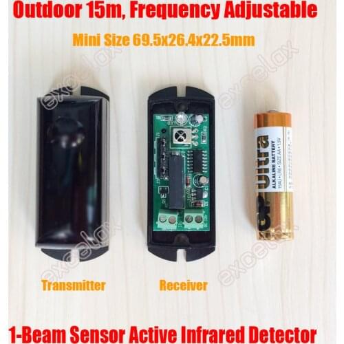 Frequency Adjust Photoelectric Single IR Beam Detector Active Infrared Intrusion Motion Sensor Waterproof Outdoor Burglar Alarm