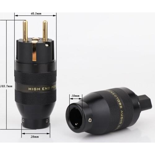 Hi-end Gold Plated Brass EU Power Plug Hifi Audio Schuko Power Cable Connector Adapter High Quality Power Plug
