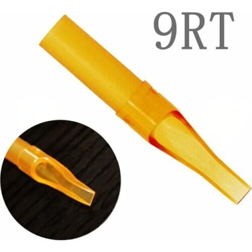 YILONG 50Pcs Disposable Tattoo Tips Yellow Color 9RT Round tips pre-sterilized Nozzle Tip For 9RL 9RS Tattoo needles