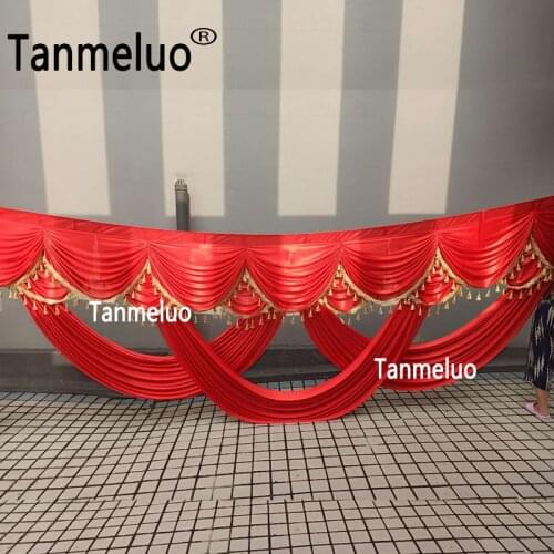 Ice Silk Party Curtain Backdrop Swag With Tassel Luxury Stage Background Drape Cloth Panels For Wedding Event Party Decoration