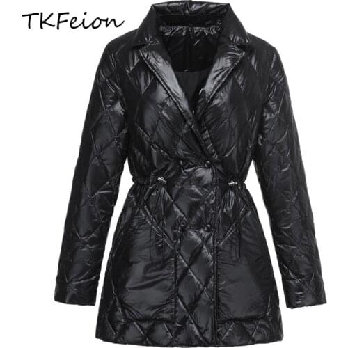 Woman Jacket Slim Long Coat Autumn/Spring Female Warm Coats 90%Duck Down Content Winter Clothes Women Overcoat Adjustable Waist