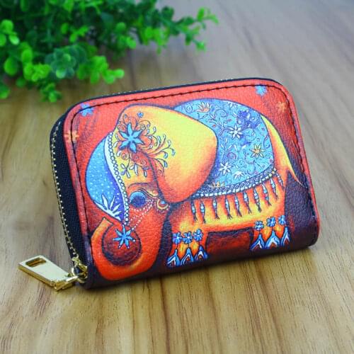 Women Wallets Zipper Cards Holder Short Coin Purse Brand Elephant Pattern Moneybags Girls Lady Purses Wallet Cards ID Holder Bag