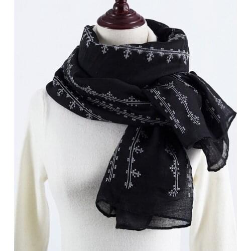 Women Cotton Hijab Solid Color Scarf Soft Thin Long Shawl