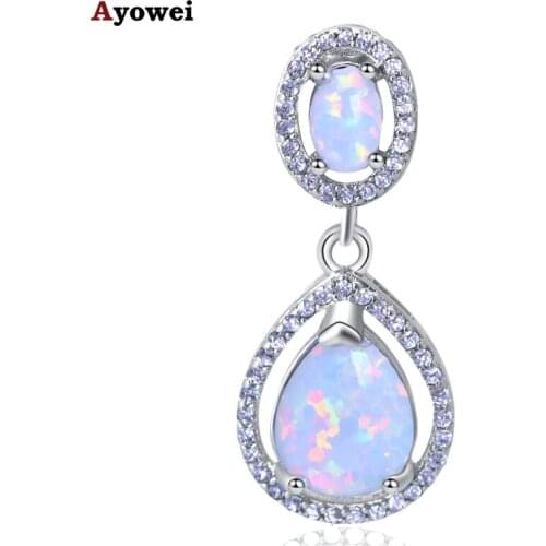 29mm Designers Anniversary White Fire Opal Fashion jewelry stamp Silver Necklace Pendants for women OP471B