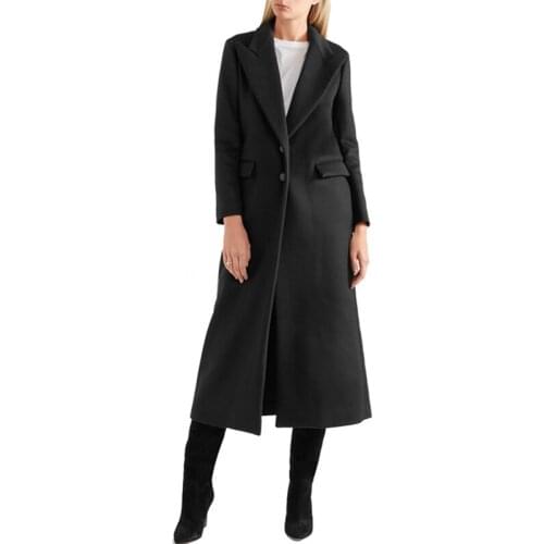 Savabien Long Winter Coat Women Vintage Single Breasted Black Runway Wool Coat Elegant Blazer Mujer Woolen Coat Slim Overcoat