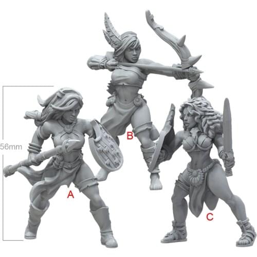 1/32 56mm Resin Model Forest Woman Hunter Figure Unpainted No Color