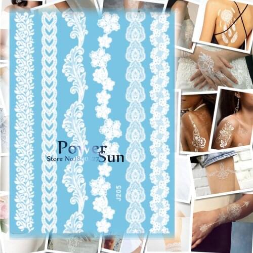 1PC Hot Waterproof Tatoos Sexy Jewelry Lace Flower Bracelet Design Flash Tattoo White Henna Temporary Tattoo Paste Women Wedding