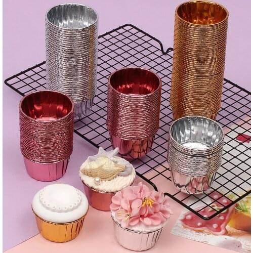 50Pcs Muffin Case Striped Cupcake Paper &Foil Coated Cup Cake Mold Baking Cake Cups Mould Bakeware Kitchen Accessories