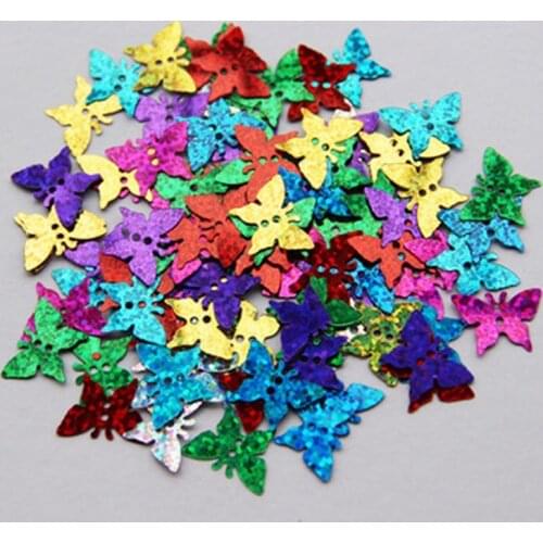 1000pcs Butterfly Sequins 12*17mm PVC Flat Paillette Hologram Decoration With 2 Holes Mix Laser Colors Confetti
