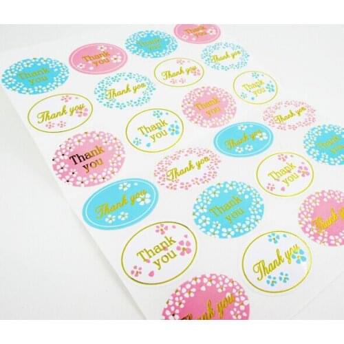 120pcs /5sheets Round Golden/Silver "Thank you" Series Color Seal Sticker For Baking DIY Package
