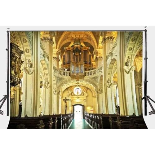 150x220cm Holy Religion Church Indoor Structure Backdrop Wedding Lover Portrait Backdrops Golden Chandelier Backdrops Studio