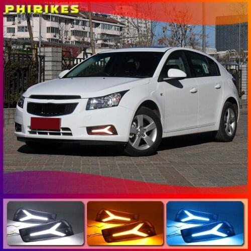 2PCS For chevrolet cruze 2009 2010 2011 2012 2013 2014 DRL Daytime Running Light fog lamp cover with yellow turn signal