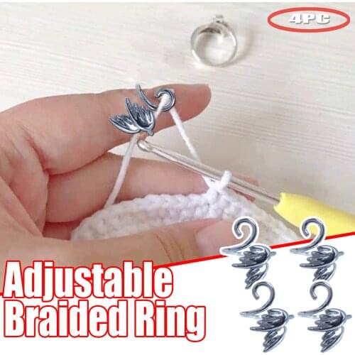 3/4pcs Wings Type Braided Ring Knitting Loop Crochet Loop Adjustable Knitting Ring Thimble Sewing Tools Accessories FN50